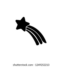 Shooting star sign icon. Isolated icon on white background. Shooting star sign Silhouette. Web site, page and mobile app design vector element.