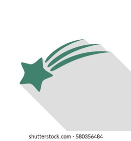 Shooting star sign. Veridian icon with flat style shadow path.