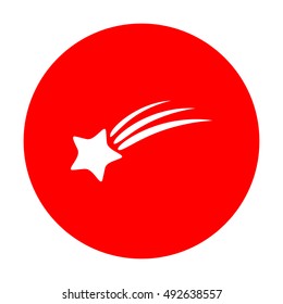 Shooting star sign. White icon on red circle.