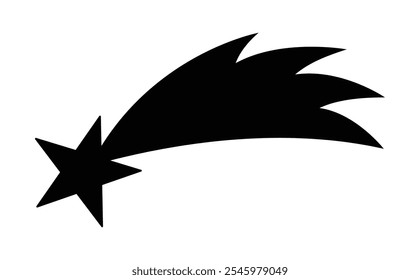 Shooting star silhouette icon. Clipart image isolated on white background