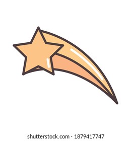 shooting star sky night vector illustration line and fill style