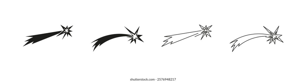 Shooting Star Sparkle Vector Icons Set