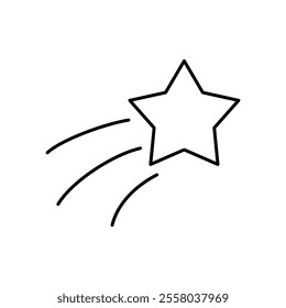 Shooting star stroke outline icon isolated on white background.