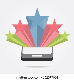 Shooting Star symbol pop up from mobile.vector