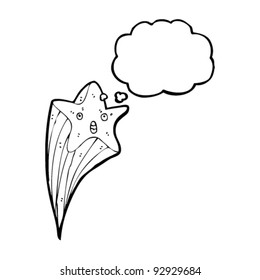 caricatura de estrella de tiro con burbuja de pensamiento