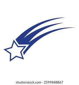 A shooting star vector with a curved tail, appearing in motion, using clean and smooth line work.