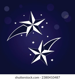 Shooting star vector design. black and white. digital hand drawn design