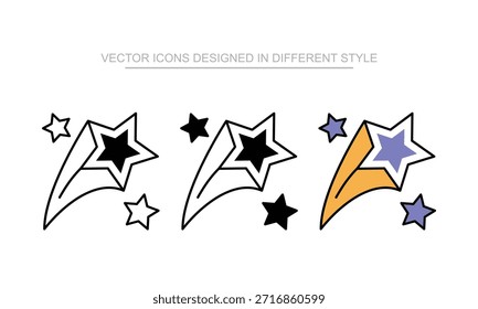 Diseño del Vector de Shooting Star en el icono de estilo moderno y de moda