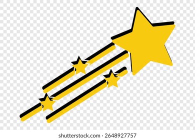 shooting star vector icon, shooting star vector illustration. Shooting star icon Isolated on transparent background vector set.