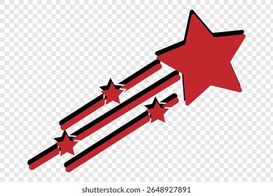 shooting star vector icon, shooting star vector illustration. Shooting star icon Isolated on transparent background vector set.