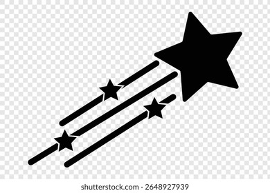shooting star vector icon, shooting star vector illustration. Shooting star icon Isolated on transparent background vector set.