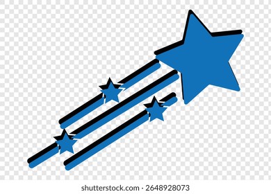 shooting star vector icon, shooting star vector illustration. Shooting star icon Isolated on transparent background vector set.