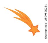 Shooting star. Vector illustration of a shooting star in a flat style. Icon isolated on white background, eps 10