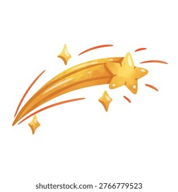 Shooting star vector illustration, hand drawn watercolor painting style, shooting star clip art, shooting stars clip art, clip art shooting star