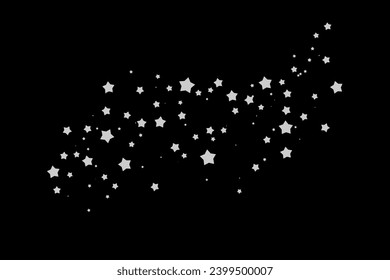 Shooting star white
A shooting star with an elegant star trail on a black background. Festive star sprinkles, powder. Vector png.