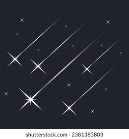 estrellas fugaces.  fondo negro nocturno. Vector cosmos estelar para su diseño.