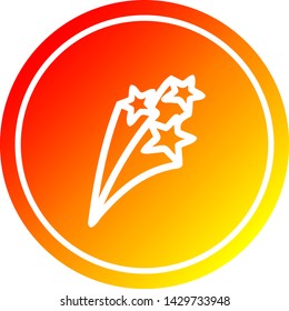 shooting stars circular icon with warm gradient finish