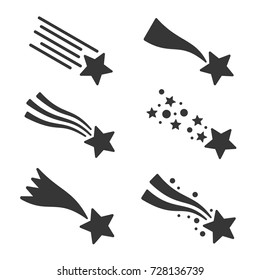 Shooting Stars or Comet Icons Set. Vector