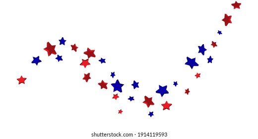 Shooting stars confetti 3D. Multi-colored stars. Festive background. Abstract pattern on a white background. Design element. Vector illustration, EPS 10.