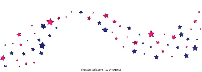 Shooting stars confetti 3D. Multi-colored stars. Festive background. Abstract pattern on a white background. Design element. Vector illustration, EPS 10.