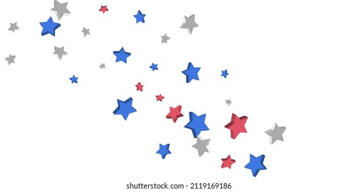 Shooting stars confetti 3D. Multi-colored stars. Festive background. Abstract pattern on a white background. Design element. Vector illustration, EPS 10.