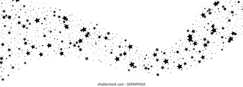 Shooting Stars Confetti. Black, White Colors. Festive Background. Abstract Texture On A White Background. Design Element. Vector Illustration, Eps 10.