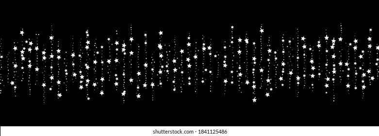 Shooting Stars Confetti. Black, White Colors. Festive Background. Abstract Texture On A White Background. Design Element. Vector Illustration, Eps 10.