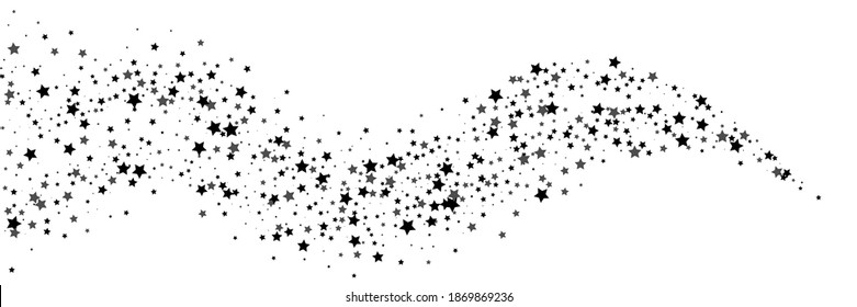 Shooting Stars Confetti. Black, White Colors. Festive Background. Abstract Texture On A White Background. Design Element. Vector Illustration, Eps 10.