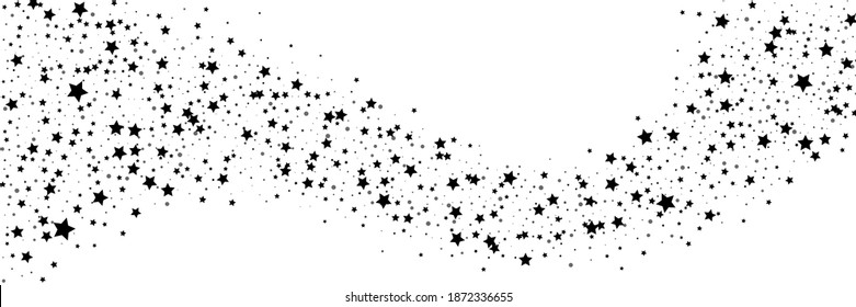 Shooting stars confetti. Black, white colors. Festive background. Abstract texture on a white background. Design element. Vector illustration, eps 10.