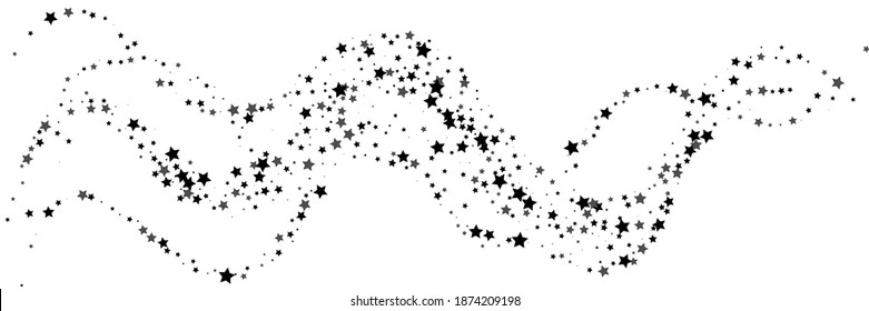 Shooting stars confetti. Black, white colors. Festive background. Abstract texture on a white background. Design element. Vector illustration, eps 10.