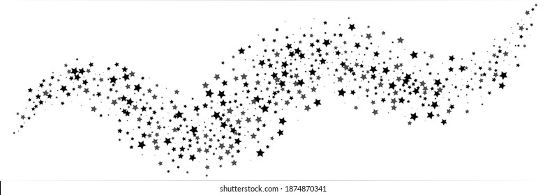 Shooting stars confetti. Black, white colors. Festive background. Abstract texture on a white background. Design element. Vector illustration, eps 10.