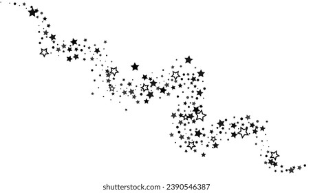 Shooting stars confetti. Black, white colors. Festive background. Abstract texture on a white background. Design element. Vector illustration, eps 10.