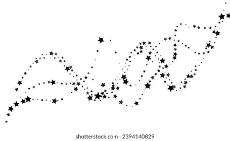 Shooting stars confetti. Black, white colors. Festive background. Abstract texture on a white background. Design element. Vector illustration, eps 10.