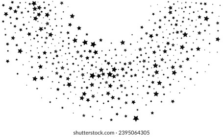 Shooting stars confetti. Black, white colors. Festive background. Abstract texture on a white background. Design element. Vector illustration, eps 10.