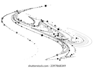 Shooting stars confetti. Black, white colors. Festive background. Abstract texture on a white background. Design element. Vector illustration, eps 10.