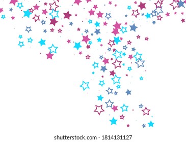 Shooting stars confetti. Multi-colored stars. Festive background. Abstract texture on a white background. Design element. Vector illustration, eps 10.