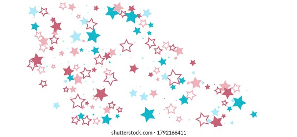 Shooting stars confetti. Multi-colored stars. Holiday background. Abstract texture on a white background. Design element. Vector illustration, EPS 10.