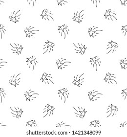 Shooting stars doodles pattern. Seamless texture background.