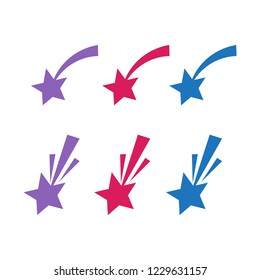 Shooting stars. Falling star silhouettes. Star with trail