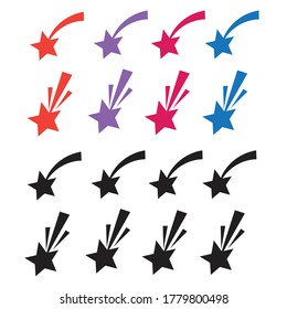 Shooting stars. Falling star silhouettes. Star with trail