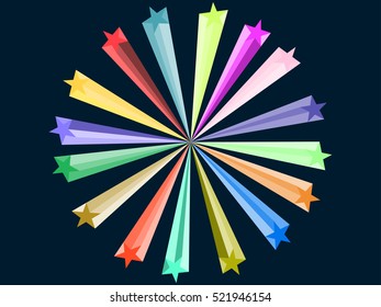 Shooting stars. Falling stars with tails. Vector illustration.