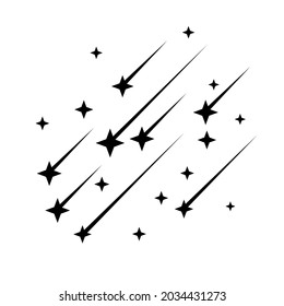 Shooting stars icon vector. Comet tail or star trail illustration sign. fireworks symbol or logo.