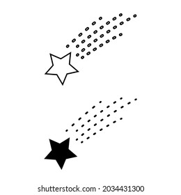 Sterne Symbol, Vektorgrafik. Comet-Schwanz- oder Sternspur-Illustrationszeichen. Feuerwerkskörper-Symbol oder -Logo.