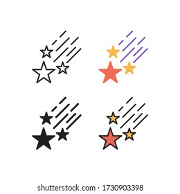 vector de icono de estrellas de disparo con cuatro estilos diferentes. aislado en fondo blanco