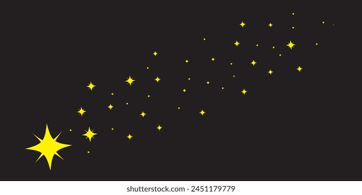 Sternschnuppen-Symbol-Vektorgrafik-Set. Fliegender Komet mit Schwanz, fallender Meteor, abstraktes Galaxienelement. Kosmischer Glanz. Design der Stern-Vektorgrafik.