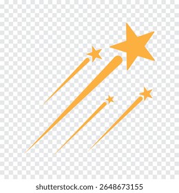 Shooting stars icon vector set. Black falling stars icon. Meteorite and comet symbols.  Flying comet with tail, falling meteor, abstract galaxy element. Vector illustration.