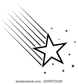 Shooting stars icon vector. Shooting star icon. Black falling stars are a simple drawing. The falling stars symbols. vector illustration. 