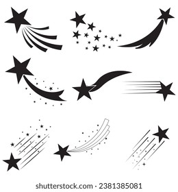 iconos de estrellas de tiro. Cosmos abstractos. Ilustración vectorial.