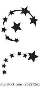 Shooting Stars Icons Falling Stars with Comet Tails Set