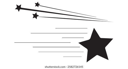 Shooting Stars Icons Falling Stars with Comet Tails Set